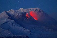 russia shiveluch volcano erupts