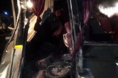 truck overturns on bus in ayodhya 4 people killed 40 injured