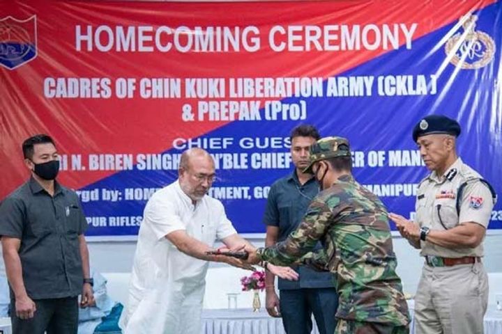 37 militants surrendered in manipur also handed over weapons