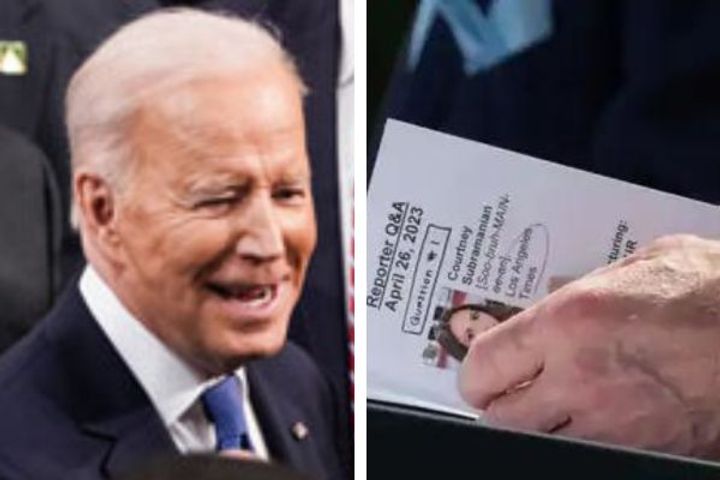 biden was seen holding the question answer slip was the press conference fixed questions arising now