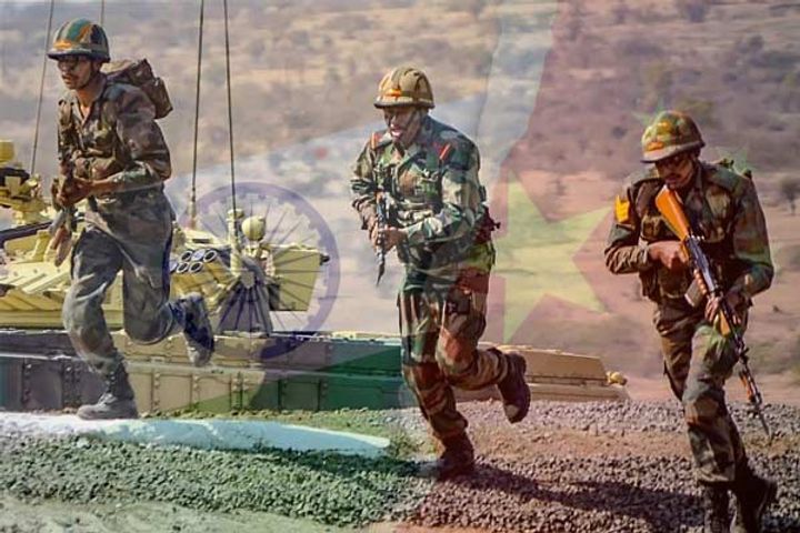 army surveillance and firepower exercise over