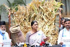 sharmila sent a truck full of damaged crops to kcr