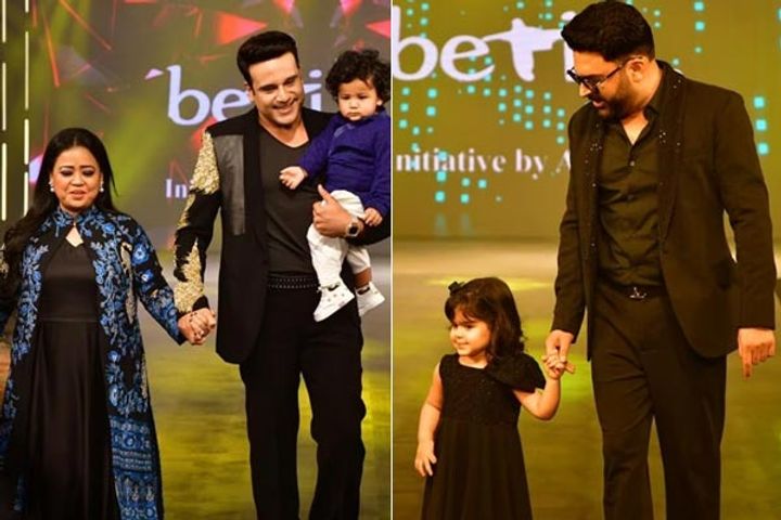 Kapil Sharma did ramp walk with daughter and Bharti with son video viral