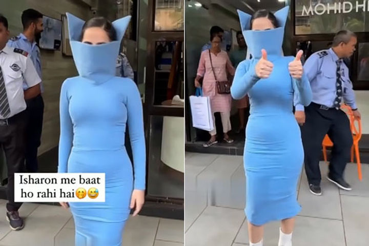 urfi javed trolled for wearing a pizza bikini top covered her face with a gown