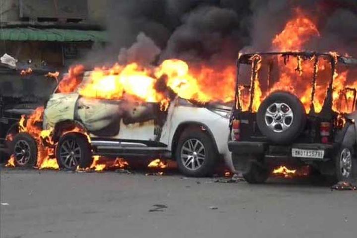 in imphal miscreants set two houses on fire jawans released tear gas shells