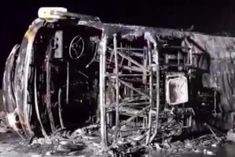 bus catches fire on samruddhi mahamarg expressway in maharashtra