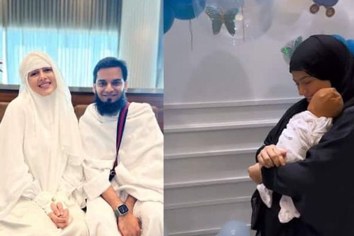 grand welcome for sana khan and new born baby