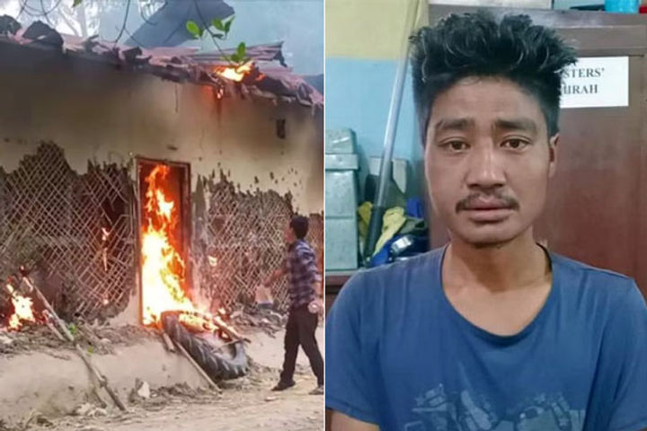 Angry mob torched the house of the main accused of raping women