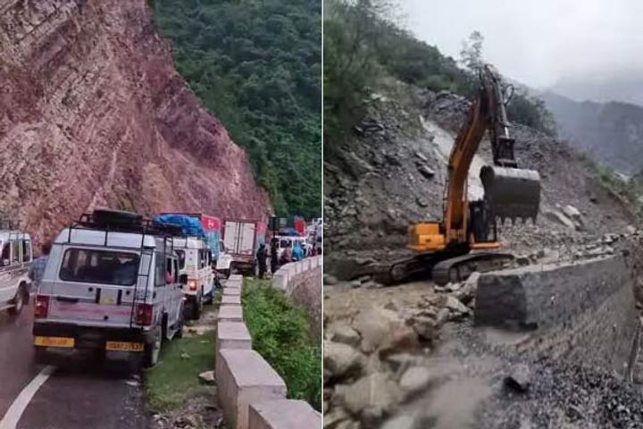badrinath highway opened in many places sunken road near karnaprayagranikhet highway