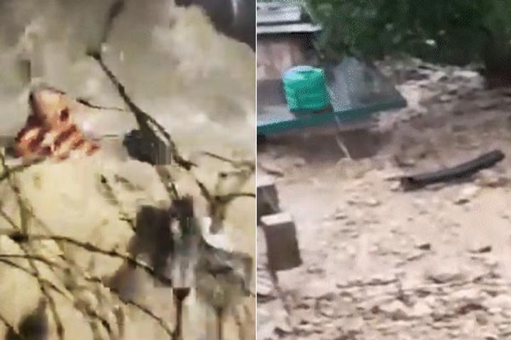 cloud burst in kargil uttarkashi vehicles buried in landslide