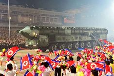 north korea showed its strength in military parade displayed missile attacking drones