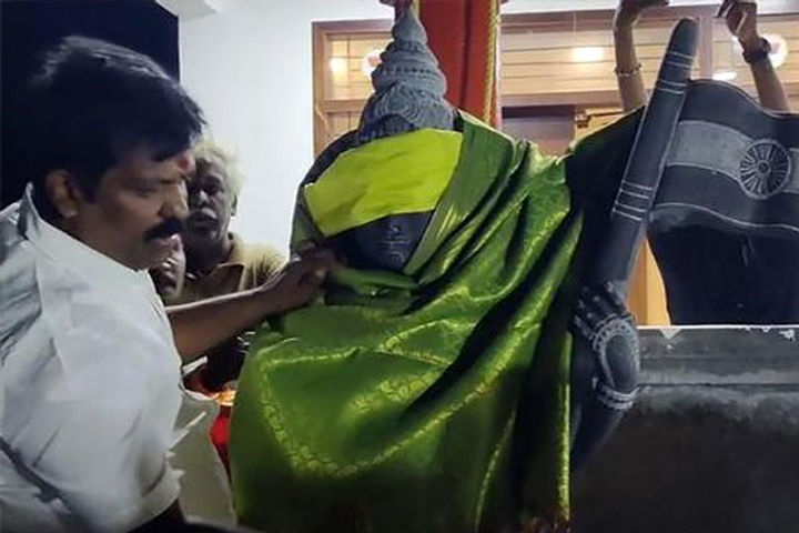 statue of bharat mata removed from tamil nadu bjp party office political controversy begins