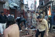 top part of two storey house collapses near banke bihari temple 5 killed