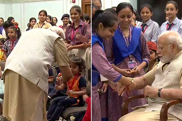 PM Modi celebrates Raksha Bandhan with children
